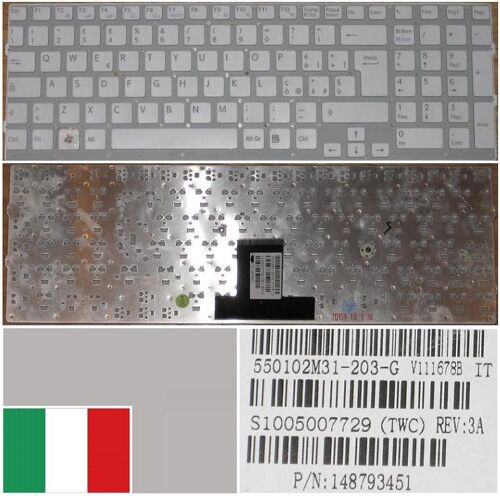 Clavier Qwerty Italien / Italian Pour SONY VAIO VPC-EB Series, Blanc / White, Model: V111678B, P/N: 148793451 550102M31-203-G, S1005007729
