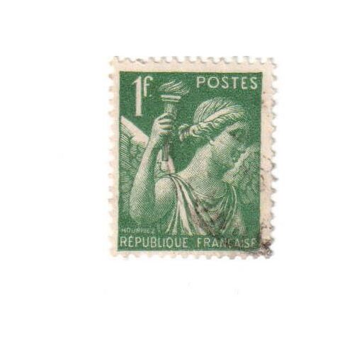 Timbre Français Oblitéré : Vert, 1 Fr