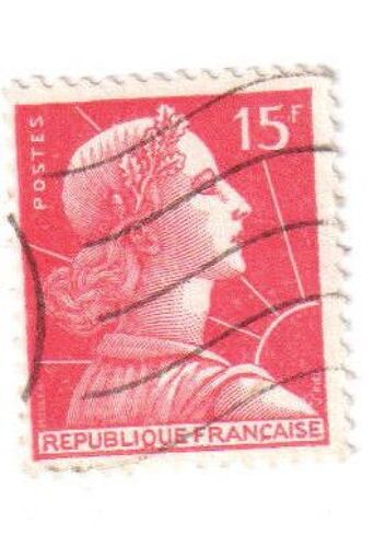 Timbre Français Oblitéré : Marianne, Rouge, 15 Fr