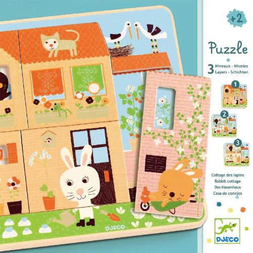 Puzzle 3 Niveaux Cottage Des Lapins Djeco