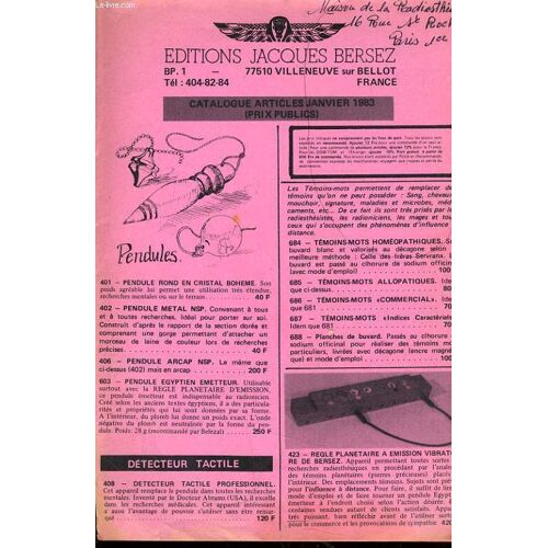 Catalogue Article Janvier 1983