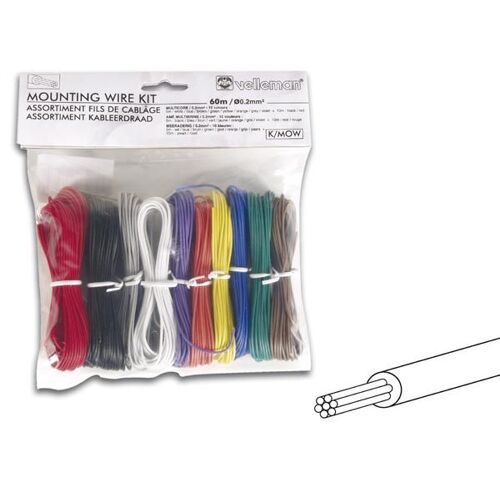 ASSORTIMENT FILS DE CABLAGE - 10 COULEURS - 60m
