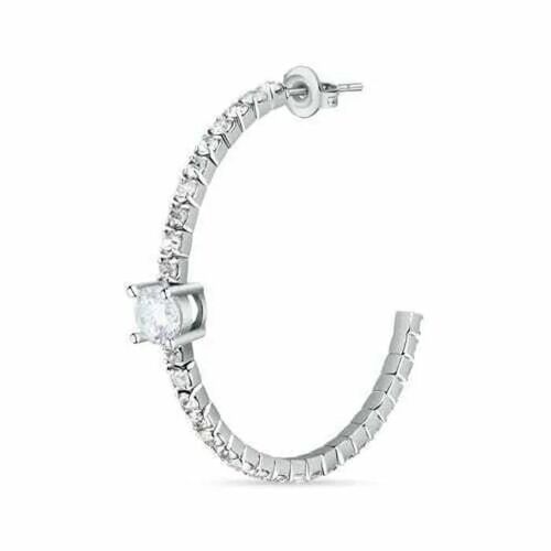 Charmantes Boucles D'oreilles Plaquées Rhodium Avec Zircon Cubique Lps02aqm56
