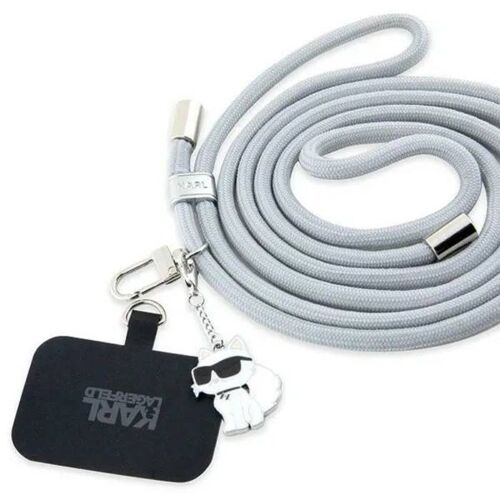 Sangle de téléphone - Karl Lagerfeld - CBDY Cord - Universelle - Gris - Longueur réglable 150 cm
