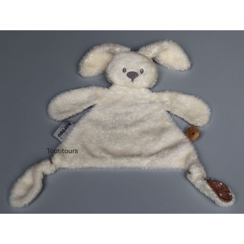 Doudou lapin plat blanc marron Nattou