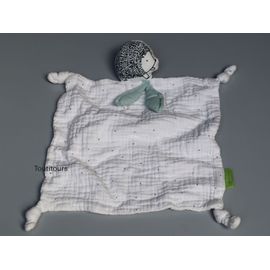 Doudou plat hérisson lange blanc Vertbaudet