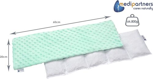 Coussin chauffant noyaux de cerise 60x20cm 800g Minky 5 Chambres par le froid Taie d'oreiller amovible (Menthe)
