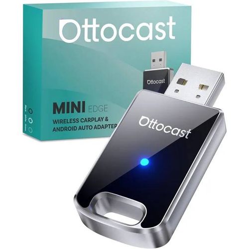 Adaptateur Ottocast Mini Carplay/Android Auto Sans Fil : Convertisseur 2 En 1, Compact, Auto-Reconnexion, Plug-&-Play.