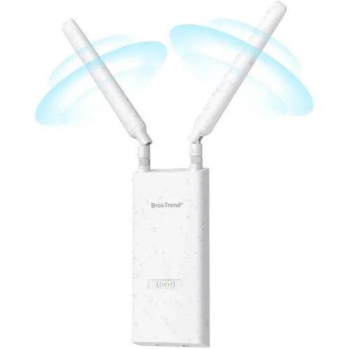 Répéteur WiFi Extérieur AC1200 Longue Portée, POE Gigabit, 867Mbps 5GHz & 300Mbps 2,4GHz, IP65, Jardin/Caméra.