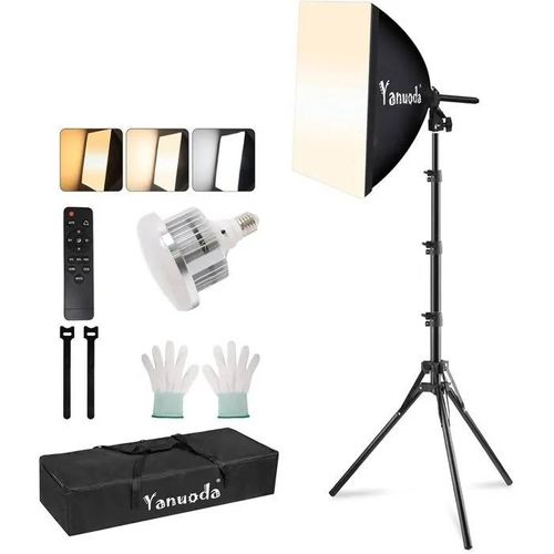 Kit Éclairage Softbox Pro 40x40cm - Ampoule LED 95W (3000-7500K) pour Studio Photo, Vidéo, Portrait, Streaming.