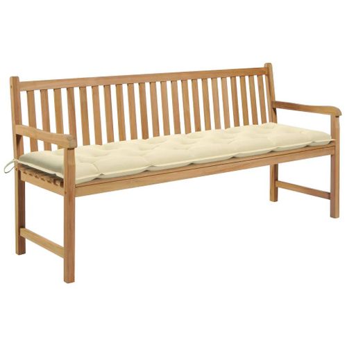 Prolenta Premium - Banc De Jardin Avec Coussin Blanc Crème 175 Cm Teck Massif