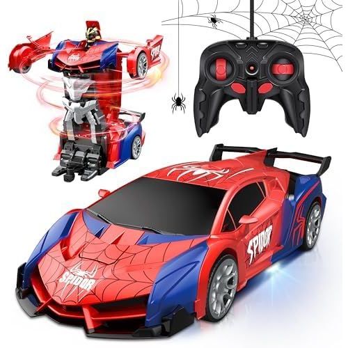 Voiture Télécommandée Robot, Voiture Télécommandée Transformable en Robot, RC Voiture Telecommandé 2 en 1 pour Garçon Fille à partir de 8+ Ans, Voiture Telecommandé Spider Jouet Enfant