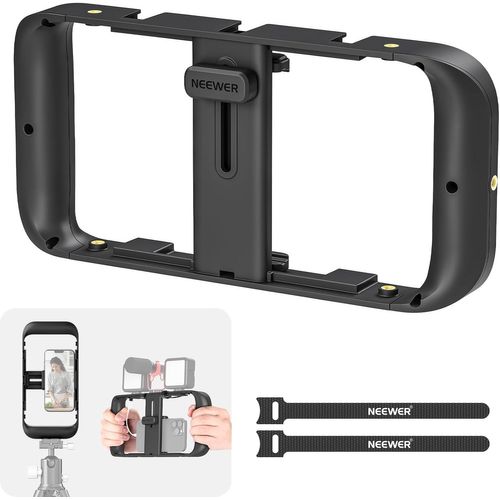 NEEWER Support vidéo pour téléphone Portable Cage stabilisatrice avec Griffe et Filetage 1/4" Compatible avec iPhone 16 15 Pro Max 14 13 Plus Mini 12 Android