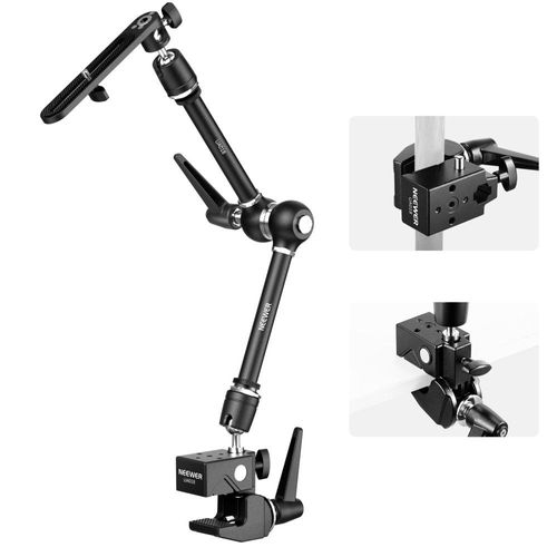 NEEWER Bras Magique 21" pour Caméra avec Super Pince, Support de Bureau avec Deux Rotules 360°, Adaptateur 1/4" 3/8" 5/8" pour Cage de Téléphone PA073 PA074 Rig Caméra DSLR Moniteur Éclairage, UA018
