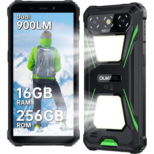 Telephone Portable Incassable OUKITEL G5 16GO+256GO 6"" 6300mAh Smartphone Robuste 900LM Telephone Incassable Dual SIM/NFC/GPS, Vert