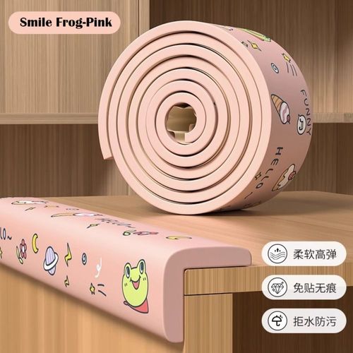 Coussin Anti-Collision Pour Enfants,Bande De Protection De Bord De Bureau,Sécurité Bébé,Coin Mural,Pare-Chocs En Mousse De Seuil Auto-Adhésif Épais,2m - Type Smile Frog-Pink