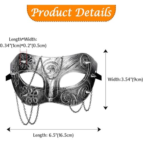 Kalanka-Masque De Bal Masqué Fantôme Steampunk : Chaîne En Métal Avec Chaîne Et Rivets Pour Halloween, Carnaval, Fête Costumée