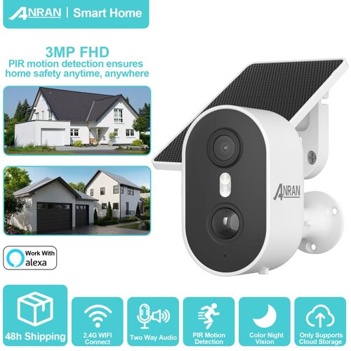 Caméra de Surveillance Extérieure Sans fil + panneau solaire, ANRAN, stockée sur le cloud-Abonnement requis, Non support la carte