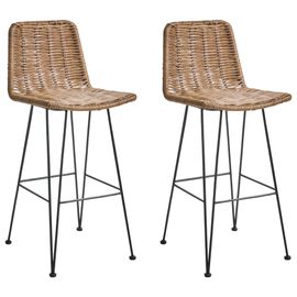Lot De 2 Chaises De Bar Cassita Rotin Marron