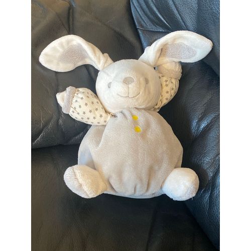 Doudou Lapin Boule Gris et Blanc Obaïbi Okaïdi 19-29cm