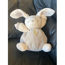 Doudou Lapin Boule Gris et Blanc Obaïbi Okaïdi 19-29cm
