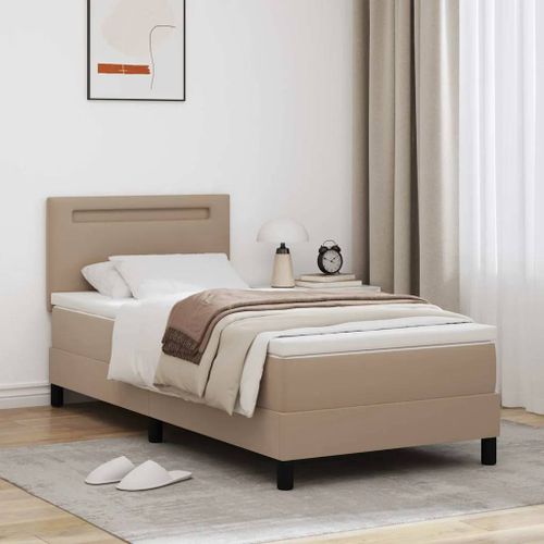 Vidaxl Cadre De Lit Avec Matelas Cappuccino 90 X 190 Cm Faux Cuir