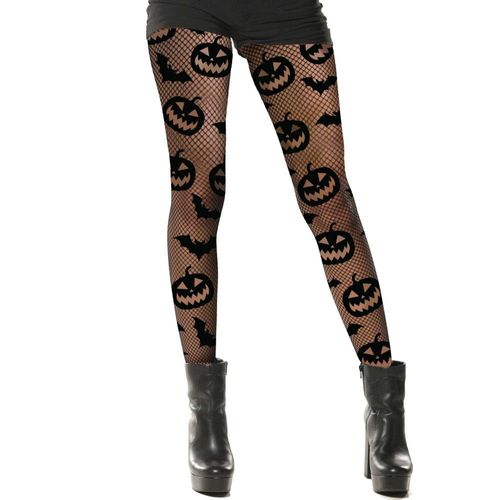 Paire De Collants Résilles Citrouille Femme