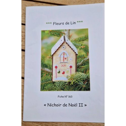 Grille Point De Croix Nichoir De Noël 2 De Fleurs De Lin