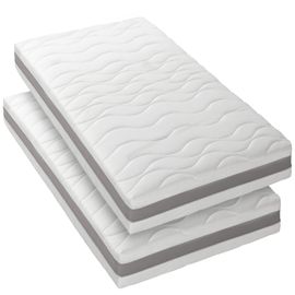 BLUE MOON. Lot de 2 Matelas 3D TWIST 90x190. Mousse profilée 5 zones de confort. Épaisseur 15 cm. Bande d Aération 3D. Fabriqué en Belgique. Garantie 7 ans