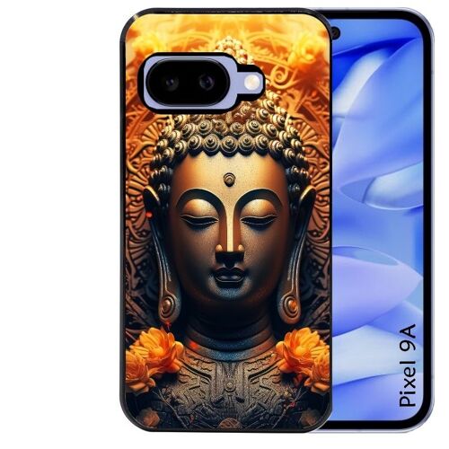 Coque Noire Pour Pixel 9a Motif Bouddha Et Fleur