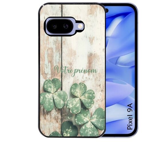 Coque Noire Pour Pixel 9a Motif Bois Et Trefle Personnalisee