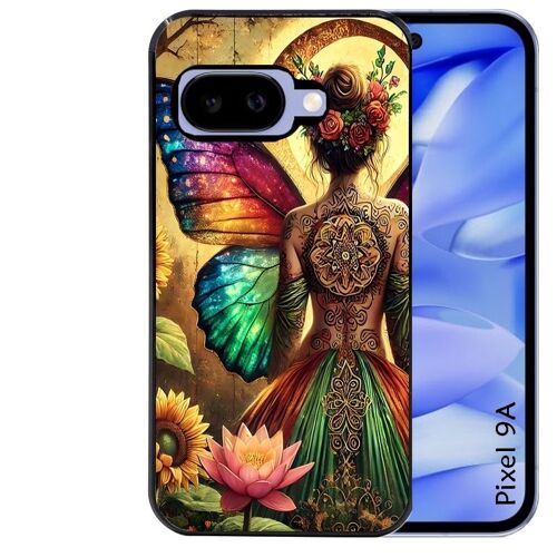 Coque Noire Pour Pixel 9a Motif Fee Et Fleurs