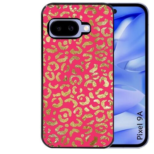 Coque Noire Pour Pixel 9a Motif Leopard Fuschia