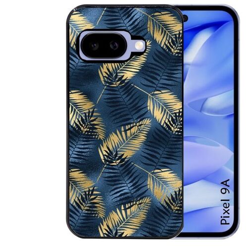 Coque Noire Pour Pixel 9a Motif Palmier Bleu