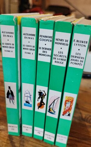 Le Comte De Monté Cristo Tome 1 Et 2 . Le Dernier Des Mohicans. Les Secrets De La Mer Rouge. Les Derniers Jours De Pompéi. Bibliothèque Verte.