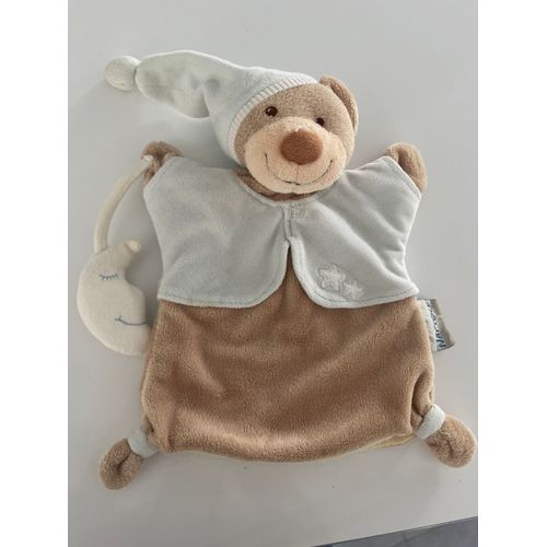 Doudou peluche nattou ours lune marionnette