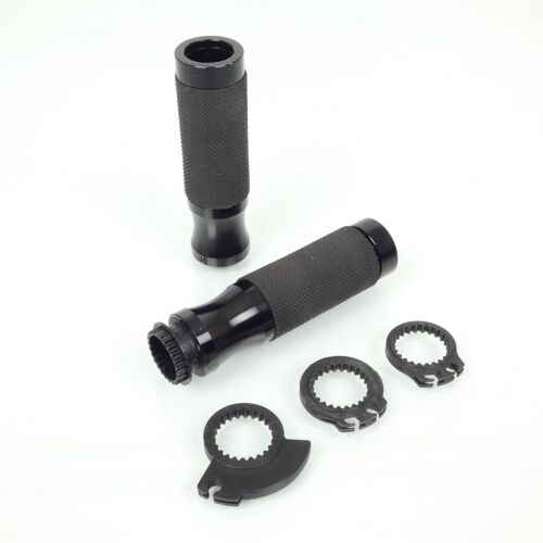 Poignée Tuning Mad Ø22mm Aluminium Noir Embout Ouvert Pour Moto Scooter Neuf