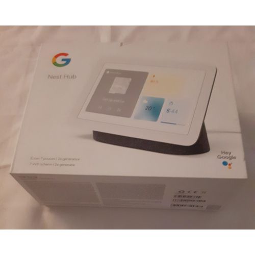 Enceinte intelligente sans fil Bluetooth et Wi-Fi Google Nest Hub - 2è génération avec écran connecté Charbon - 7pouces
