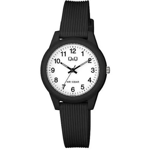 Montre - Q&q - Vs13j001y - Plastique - Quartz - Cadran Blanc Et Noir