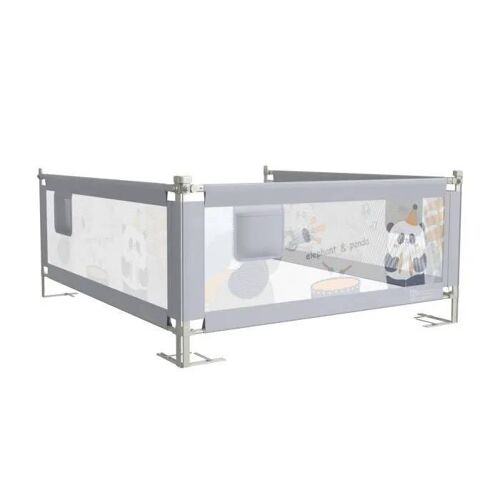Aufun Barrière De Lit 150cm Pour Enfants De 0 À 10 Ans, Pliable Et Rétractable, Protège Des Chutes De Lit, Gris, 150x76cm-96cm.