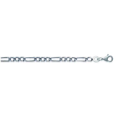 Chaîne Argent Rhodié Maille Alternée 1/3 55 Cm