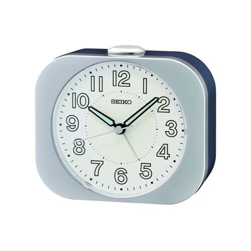 Réveil Seiko classique carré argenté cadran blanc