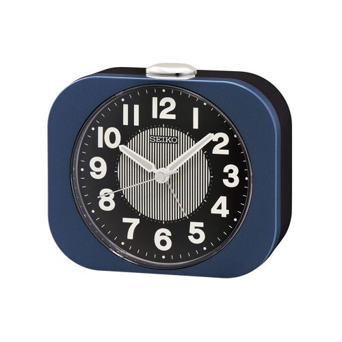 Réveil Seiko classique bleu métallisé cadran noir