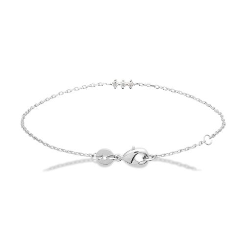 Bracelet Brillaxis Argent Rhodié Trois Oxydes 18 Cm