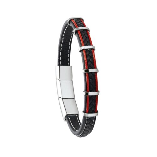 Bracelet Homme Jourdan Kessel Noir Et Rouge