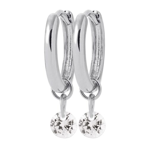 Boucles D'oreilles Créoles Brillaxis Pampille Blanche En Argent