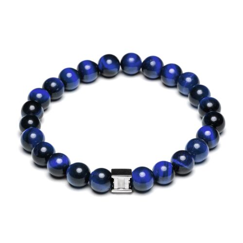 Bracelet Homme Gemini Perles Oeil De Tigre Bleu 8 Mm