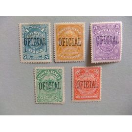89 Costa Rica 1892 / Escudos Sello Oficial / Yvert Oficial 16 - 20 (*) Mh