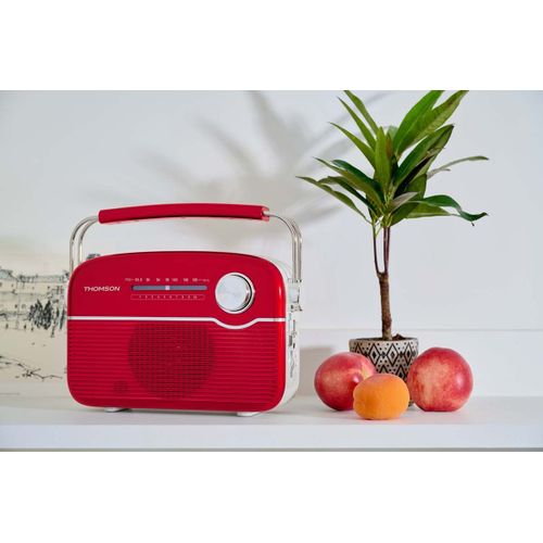 Radio Bluetooth à recharge solaire rouge Thomson