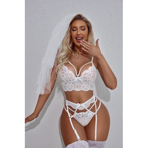 Kalanka-Lingerie Femme Sexy Ensemble Sous Vêtements Dentelle Soutien Gorge 3 Pièces Ensemble Sexy Chic Érotique Lingerie Avec Porte Jarretelles Et Culotte Ensemble